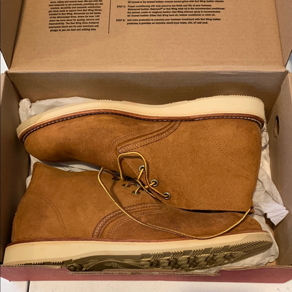 Red Wing Shoes Brown Boots with Suede Upper and Rounded Toe